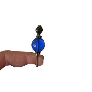 Vintage Silver & Blue Glass Hat Pin